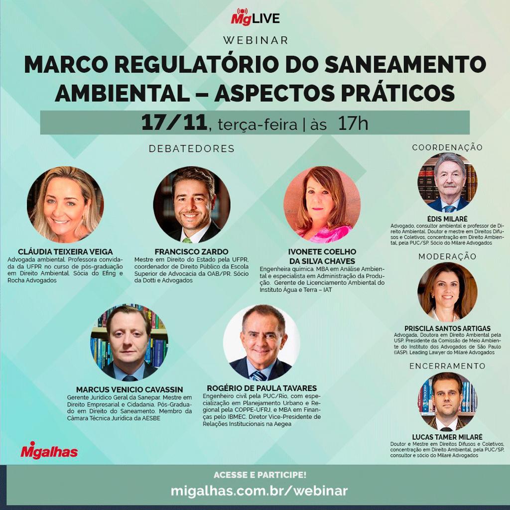 Sócia do escritório participará de Webinar que debaterá o Marco Regulatório do Saneamento Ambiental